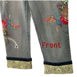 Style New York Embellished Cropped Phoenix Jeans  15.5” X 22.5”